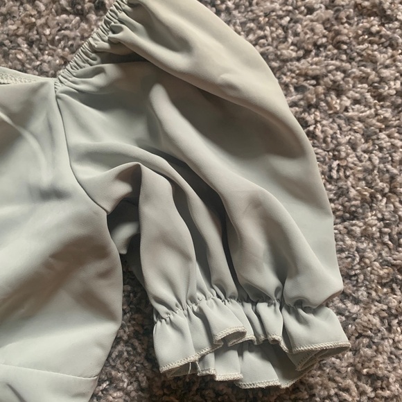 Cottagecore Whimsical Dress Mint Green Puff Sleeve Tiered - Picture 3 of 5